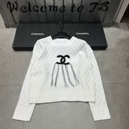 CHANE1 ダブルCチェックウールセーター【50％割引+送料無料】