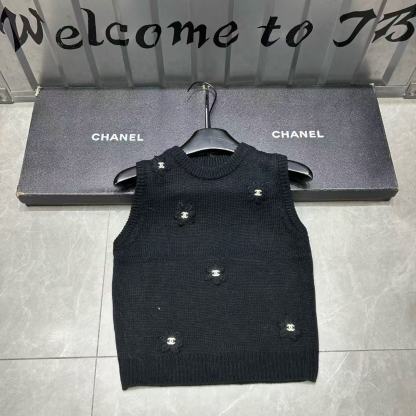 CHANE1 ダブルC フローラルウールベスト【50％割引+送料無料】