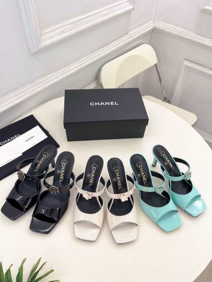 CHANE1 高品質ダブルC カメリア ハイヒールサンダル【50％割引+送料無料】