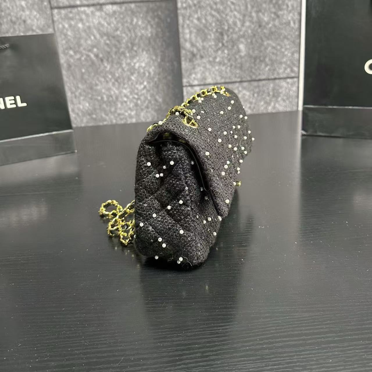 CHANE1CF クラシックウールパールチェーンバッグ【50％割引+送料無料】