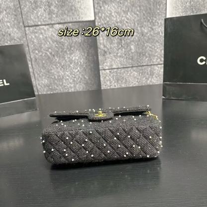 CHANE1CF クラシックウールパールチェーンバッグ【50％割引+送料無料】