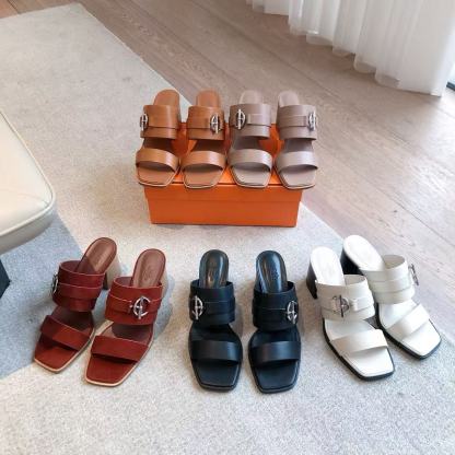 HERME5 高品質ハードウェアバックルローヒールシューズ【50％割引+送料無料】