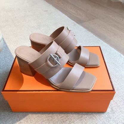 HERME5 高品質ハードウェアバックルローヒールシューズ【50％割引+送料無料】