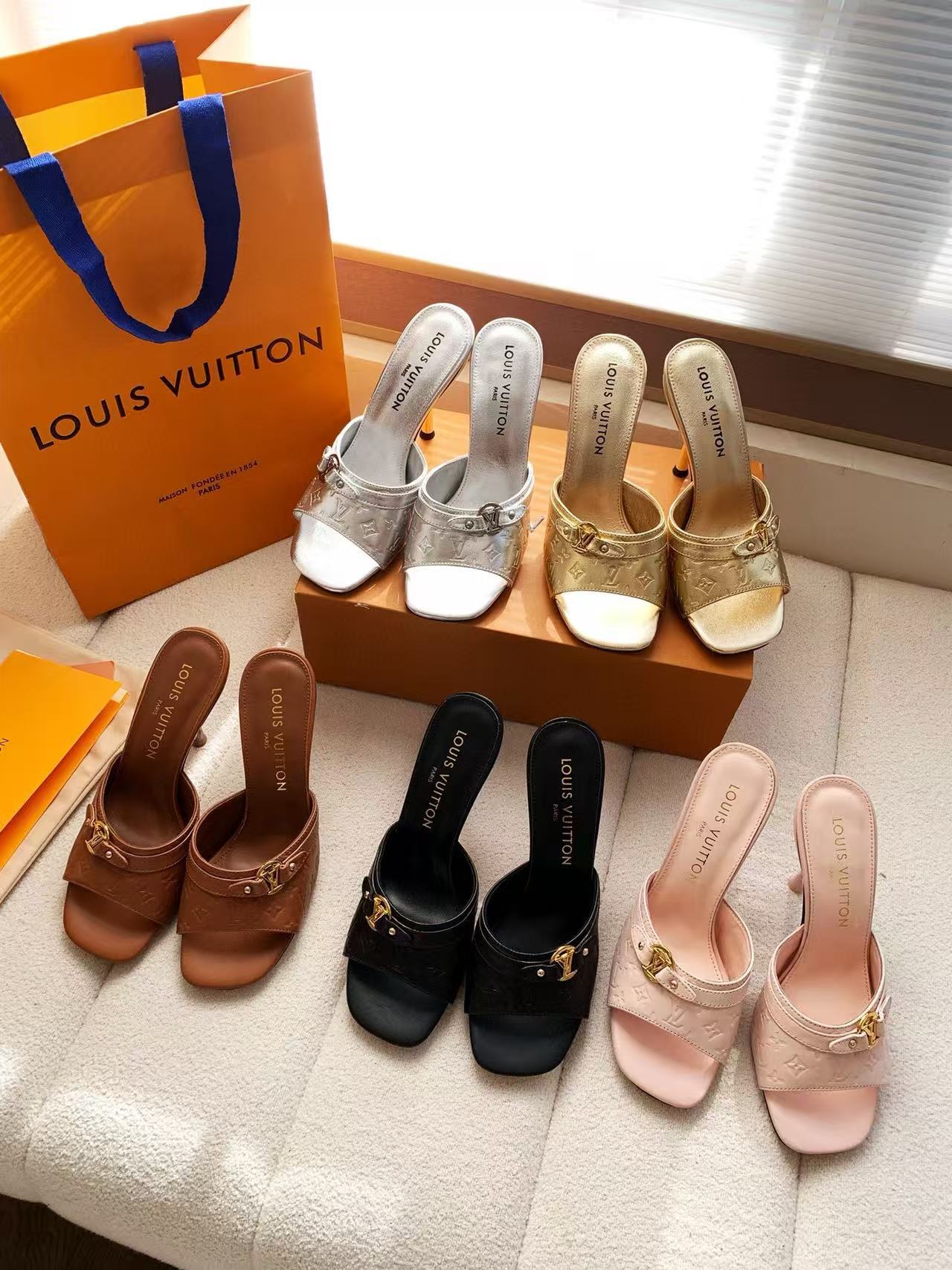 LVの高品質牛革プリントハイヒール【50％割引+送料無料】