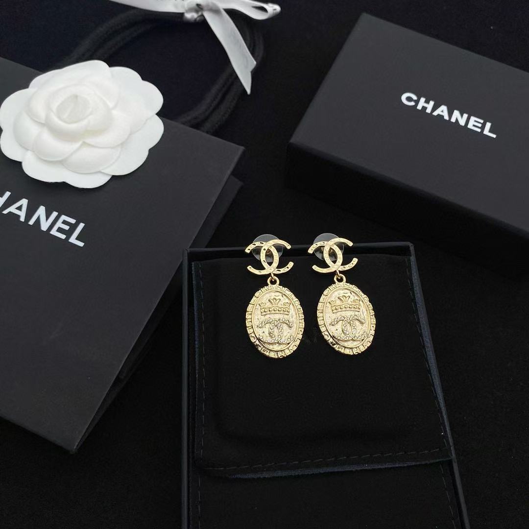 CHANE1 ダブルC ラウンドスタッドピアス【50％割引+送料無料】