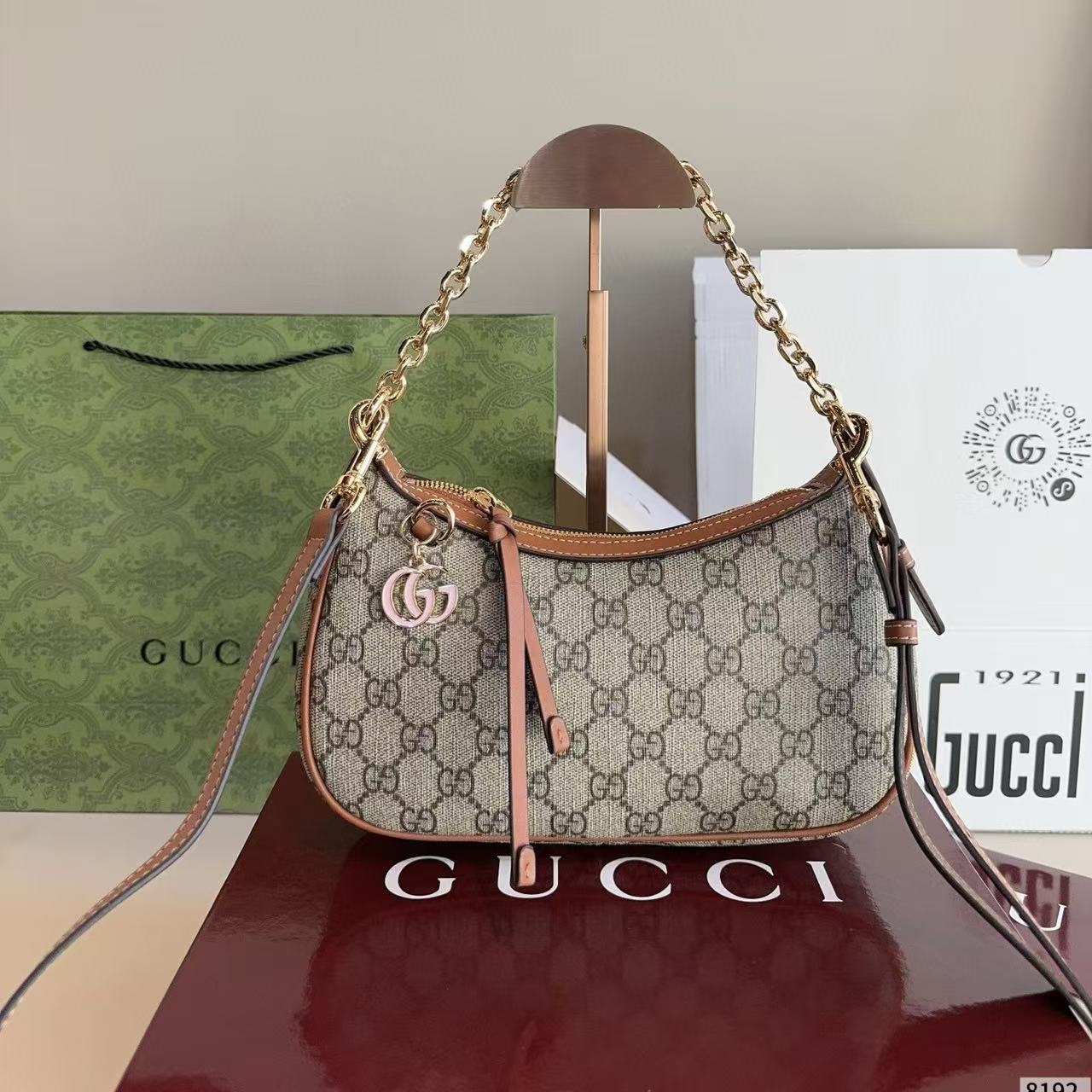 GUCC1 ジャカードチェーンショルダーバッグ【50％割引+送料無料】