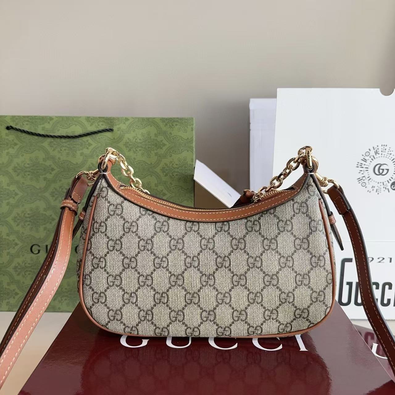 GUCC1 ジャカードチェーンショルダーバッグ【50％割引+送料無料】