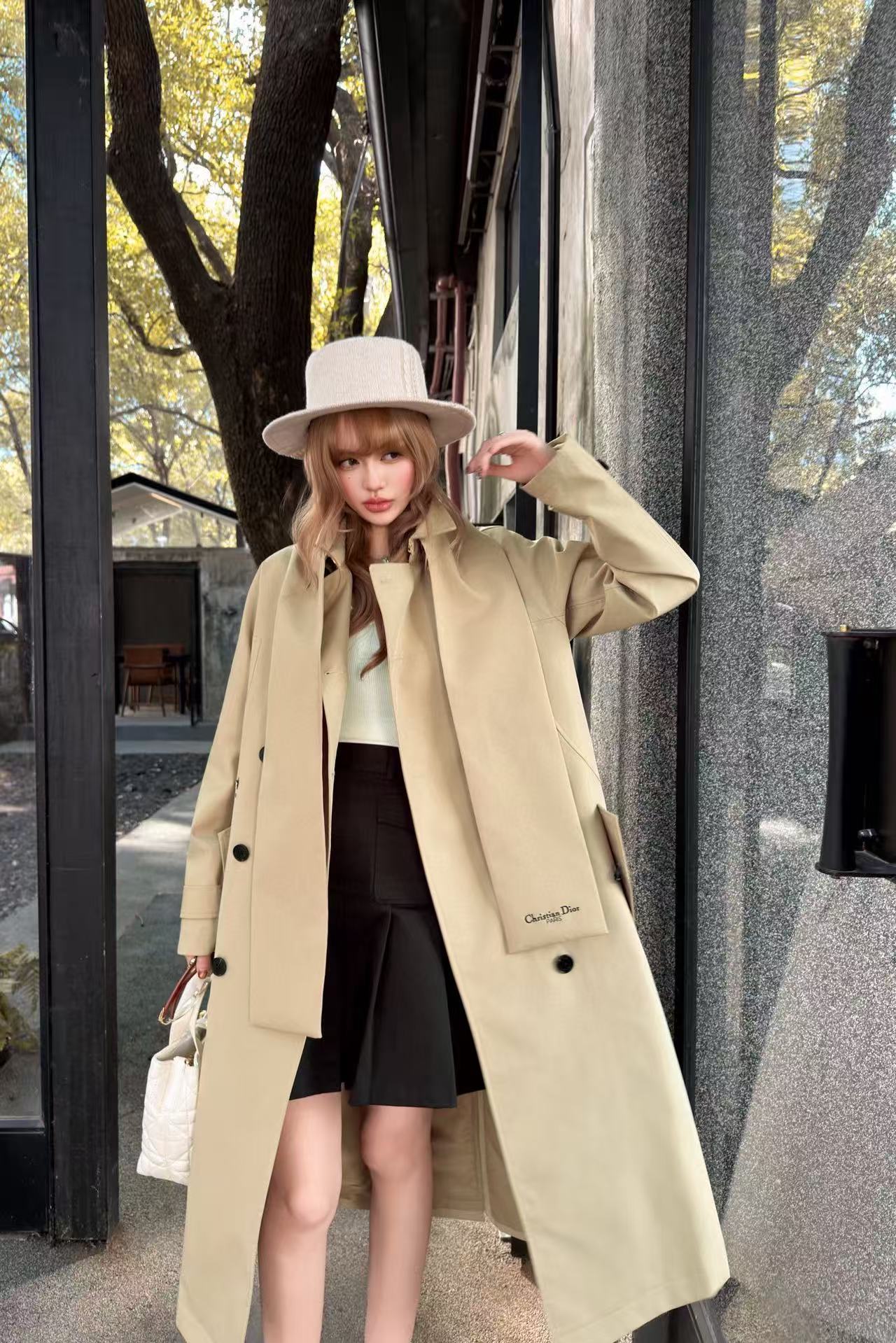 DIORのダブルブレストコート＋スカーフ【50％割引+送料無料】