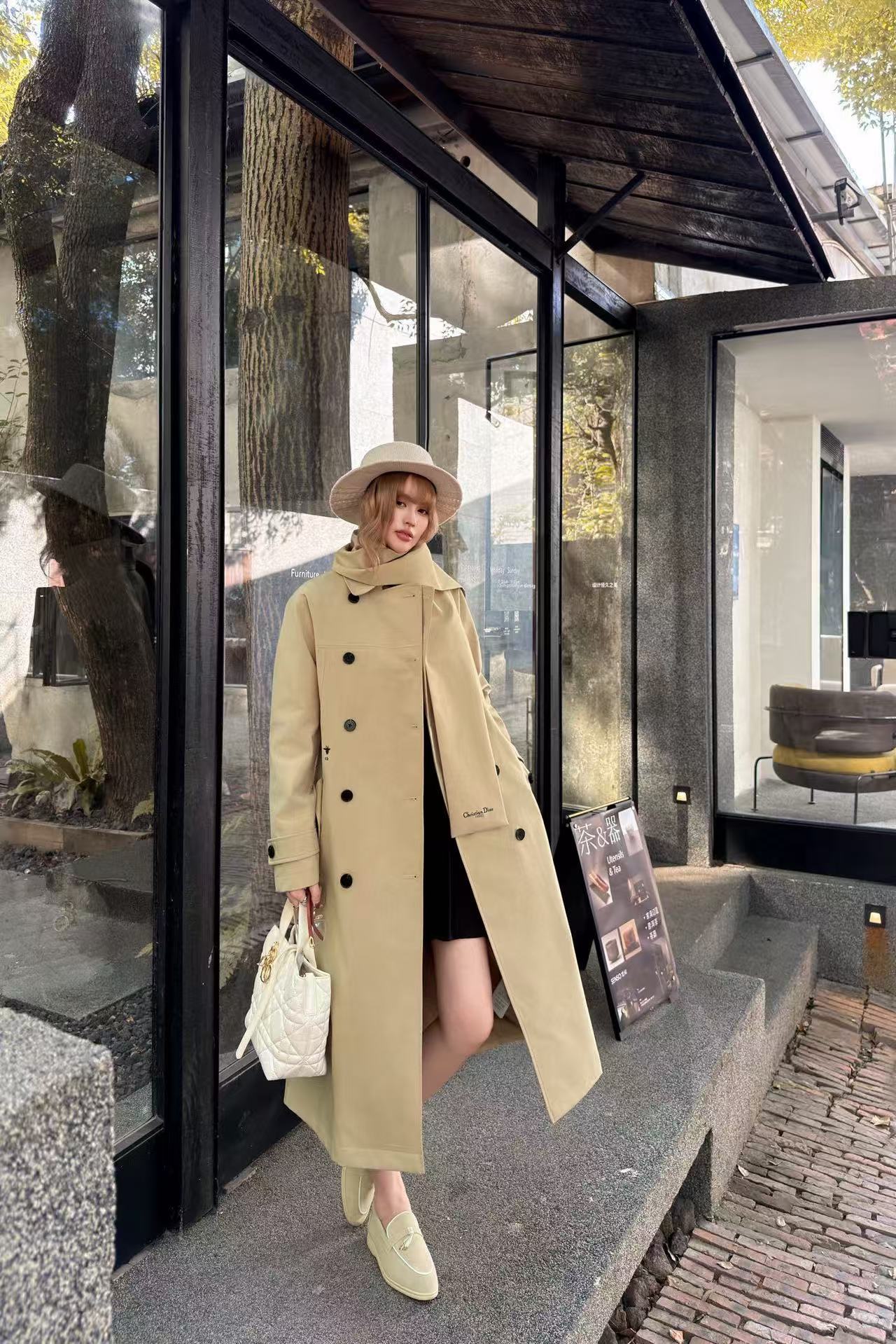 DIORのダブルブレストコート＋スカーフ【50％割引+送料無料】