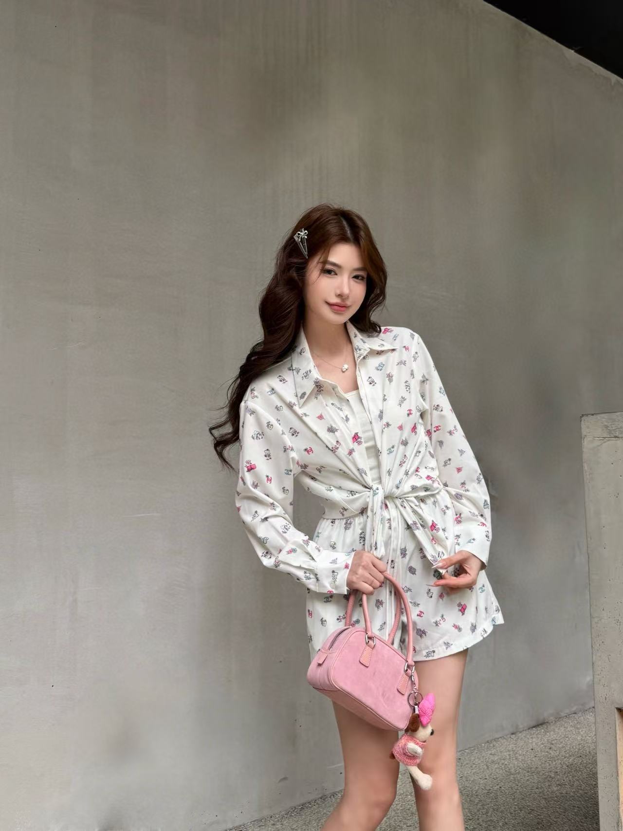 CHANE1 プリントシャツ＋ショートパンツ ツーピースセット【50％割引+送料無料】