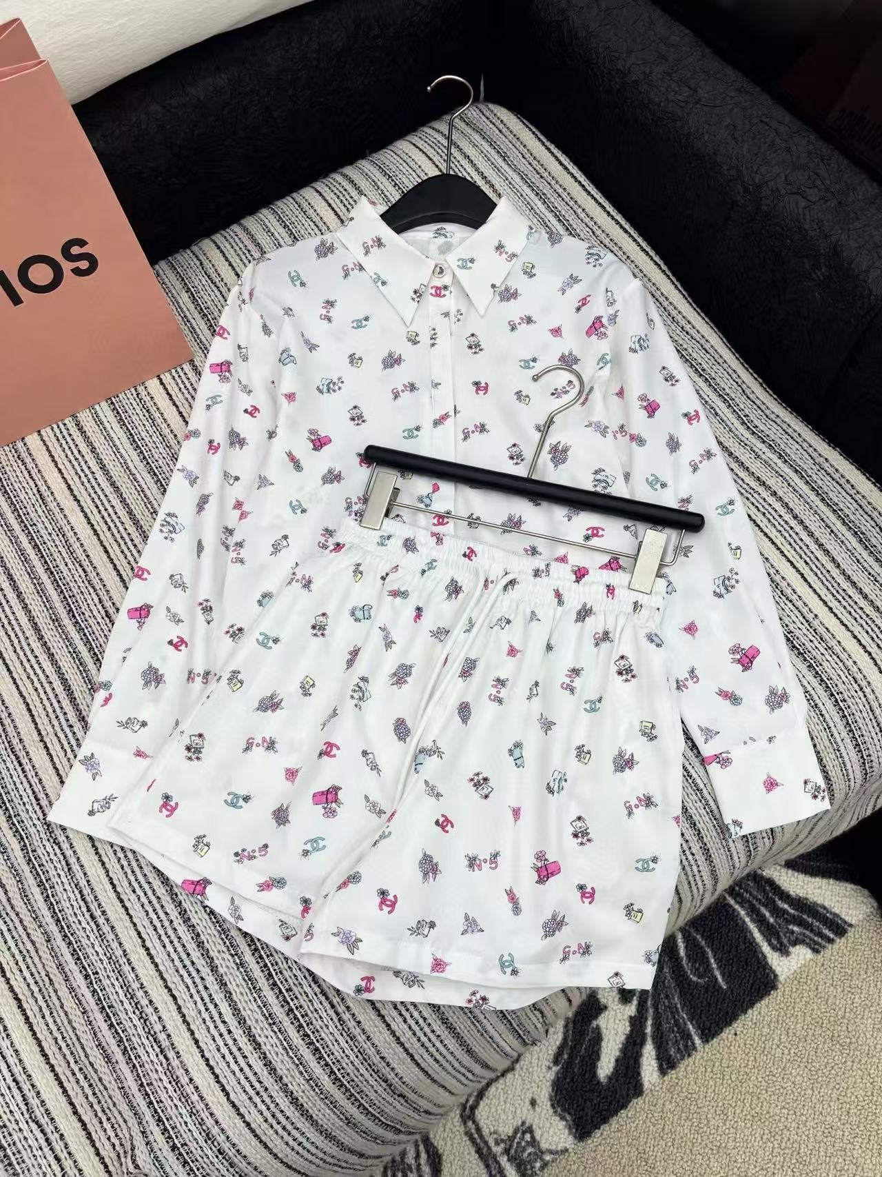 CHANE1 プリントシャツ＋ショートパンツ ツーピースセット【50％割引+送料無料】