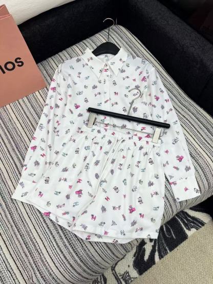 CHANE1 プリントシャツ＋ショートパンツ ツーピースセット【50％割引+送料無料】