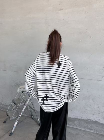 Chr0me Hearts クロスストライプ Tシャツ【50％割引+送料無料】