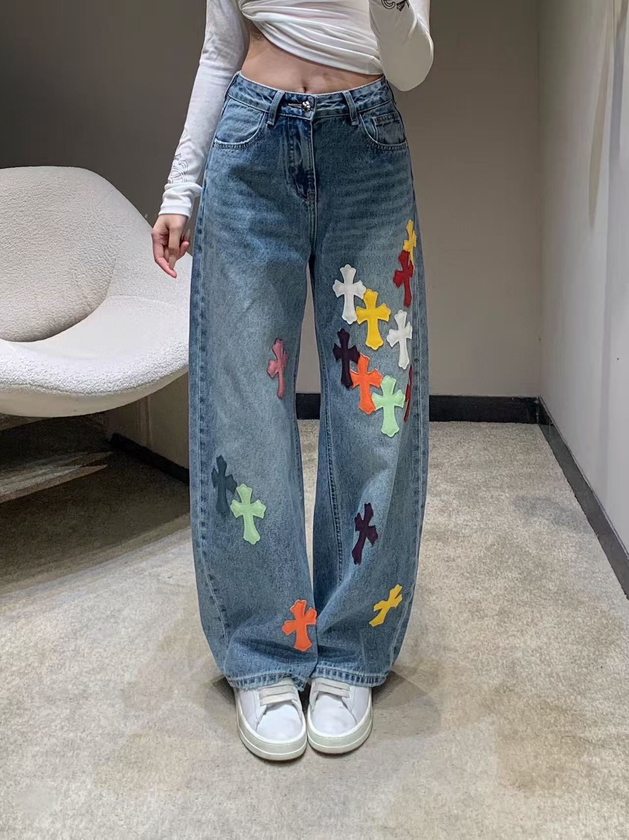 Chr0me Heartsカラフルなクロスジーンズ【50％割引+送料無料】