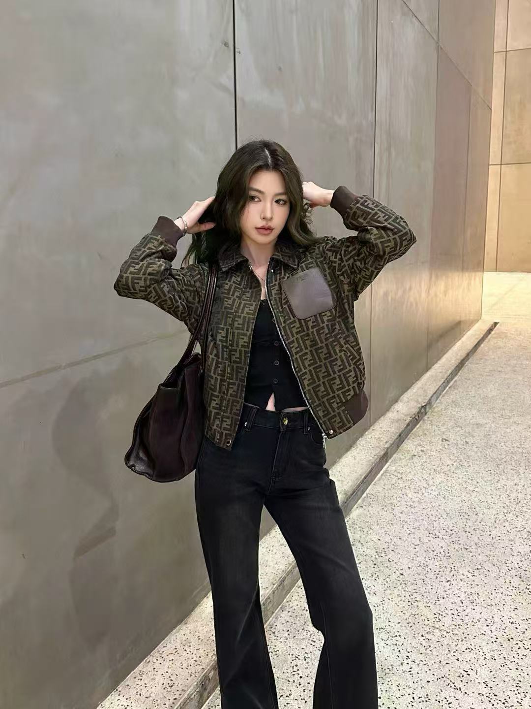 FEND1 ラペルジャカードコットンジャケット【50％割引+送料無料】