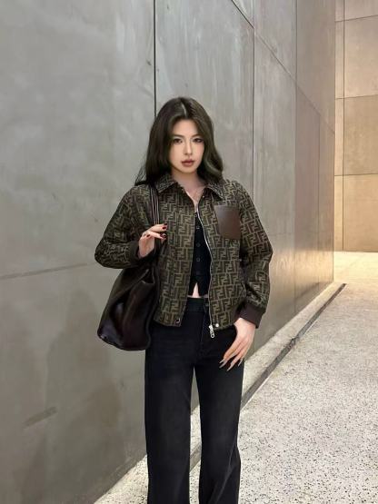 FEND1 ラペルジャカードコットンジャケット【50％割引+送料無料】