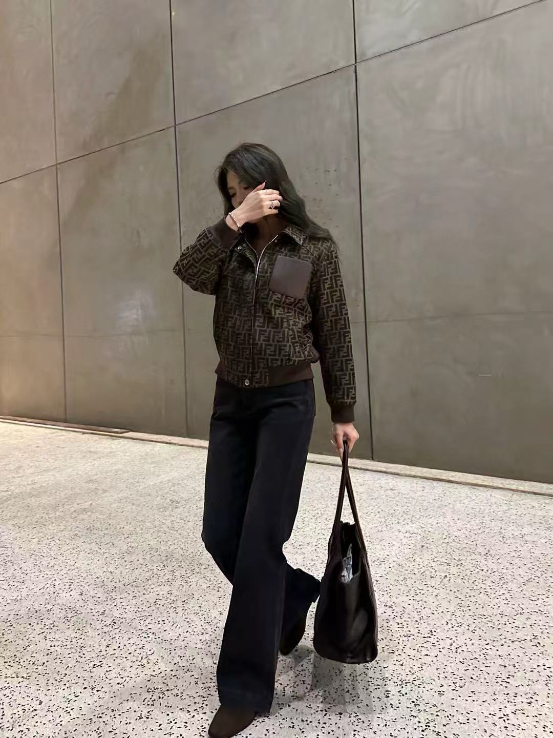 FEND1 ラペルジャカードコットンジャケット【50％割引+送料無料】