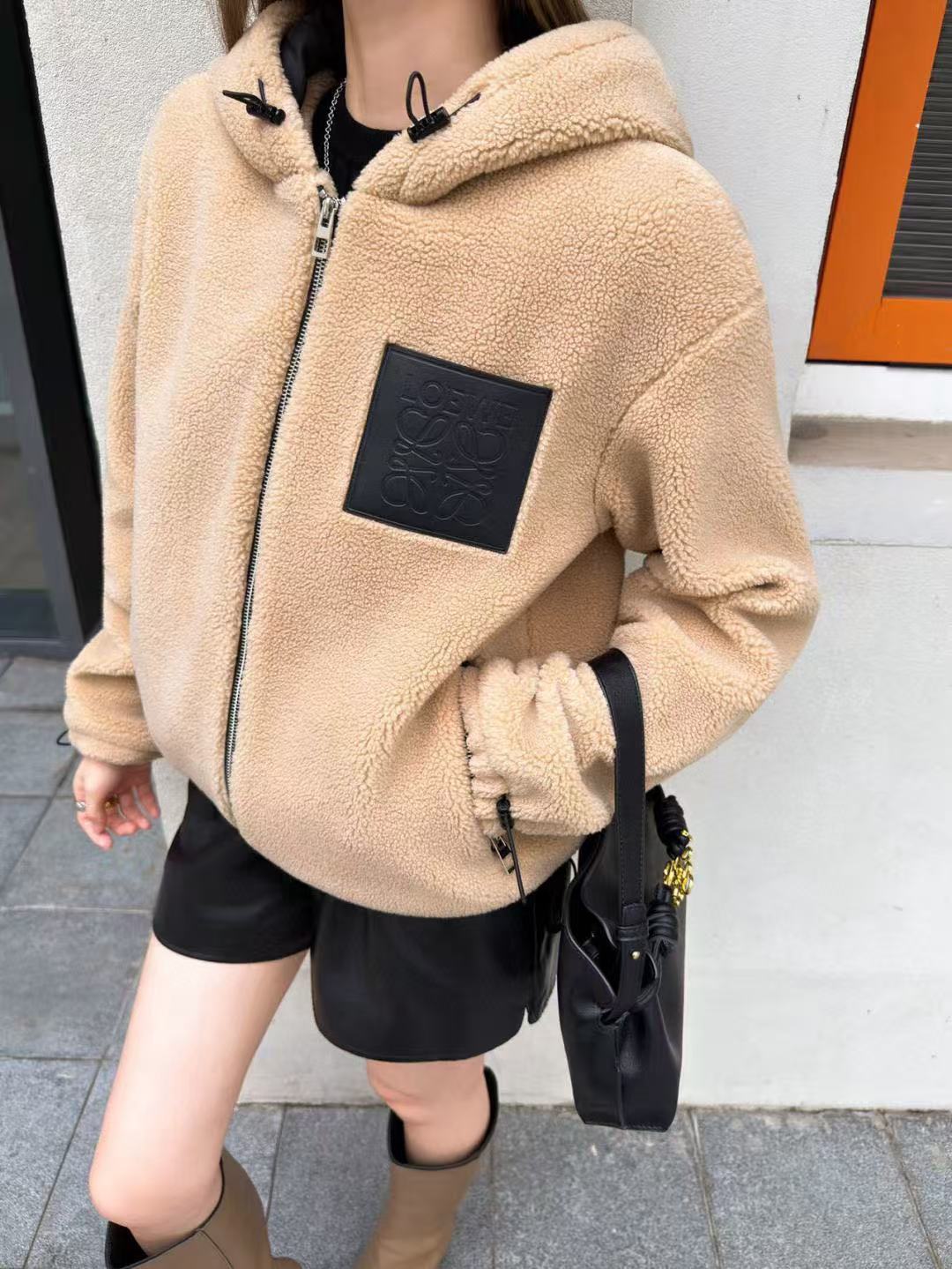 L0WEW フード付きシェルパジャケット【50％割引+送料無料】