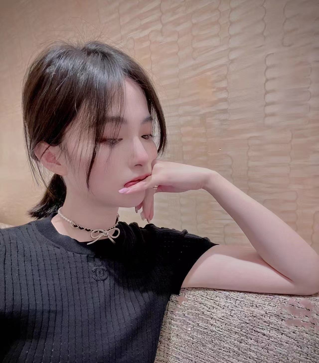 CHANE1 ダブルC ボウレザーパールネックレス【50％割引+送料無料】