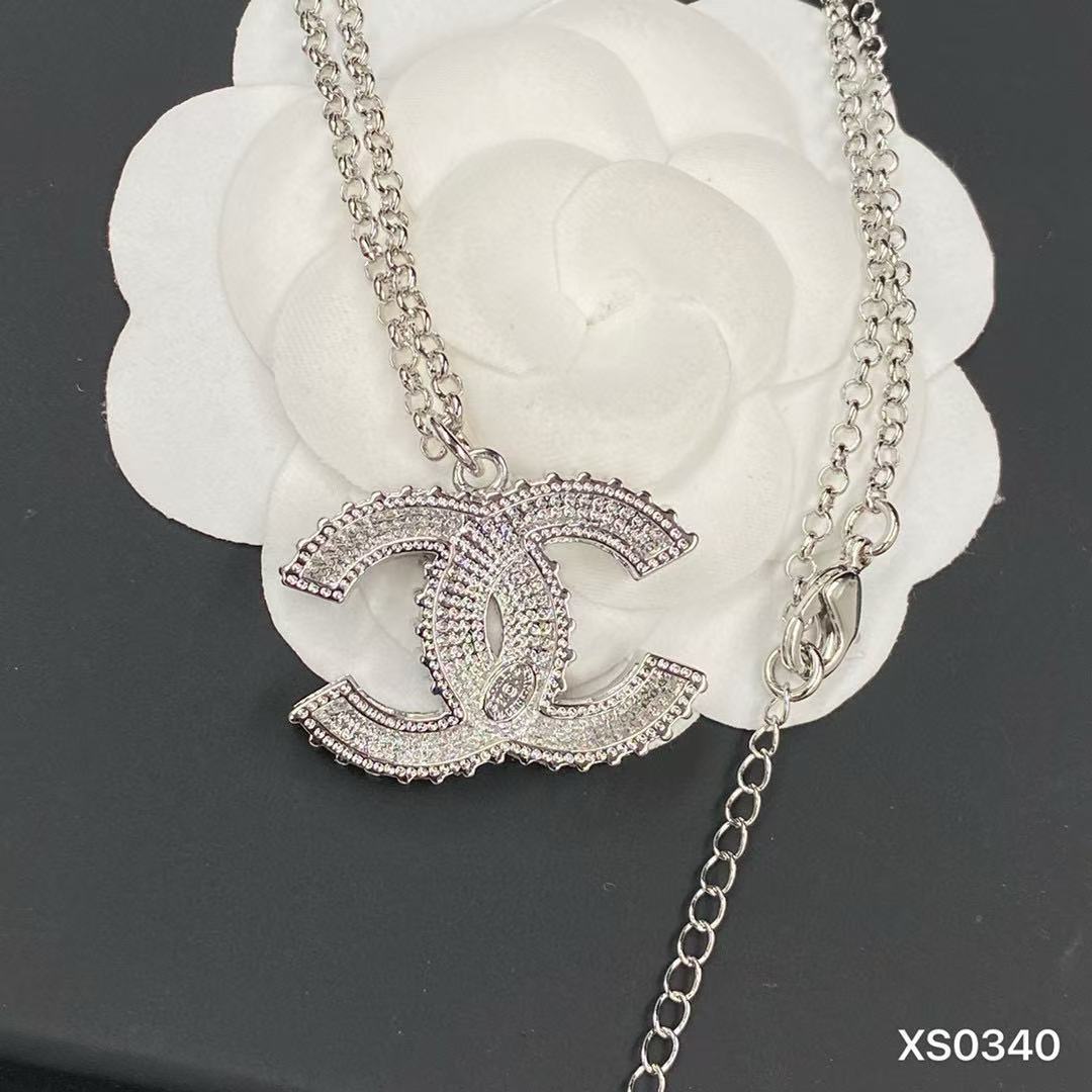 CHANE1 ダブルC ダイヤモンドネックレス【50％割引+送料無料】