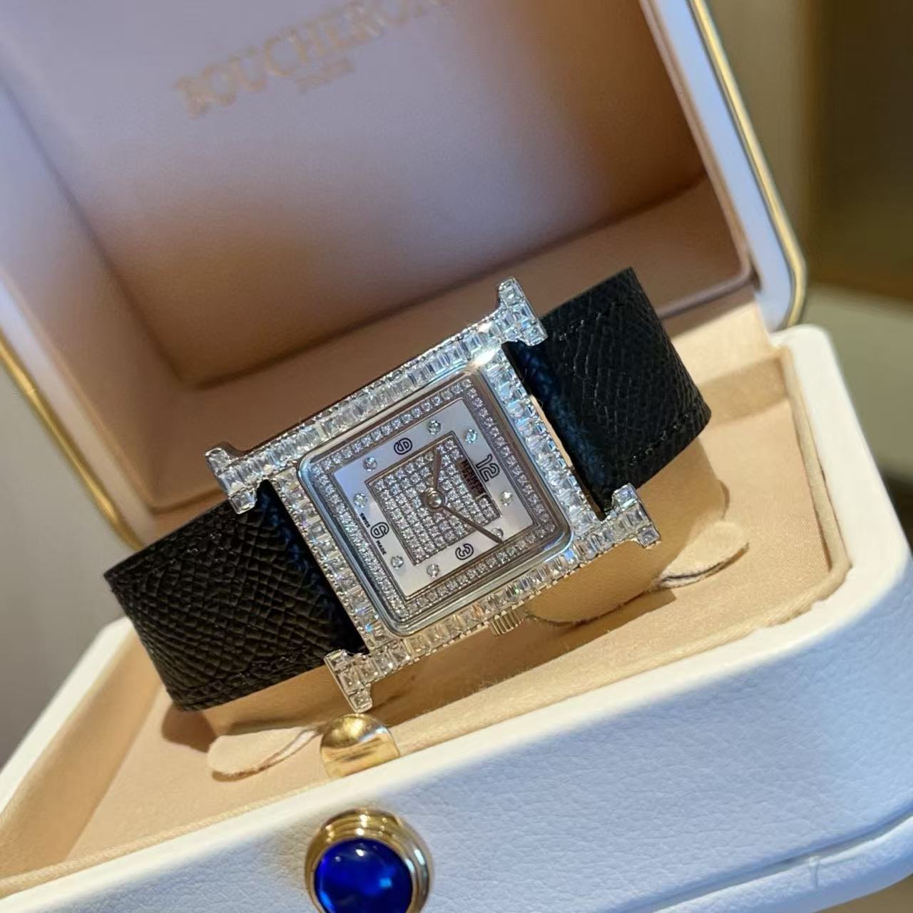 HERME5 高品質ダイヤモンドセット Hストラップ レディースウォッチ【50％割引+送料無料】