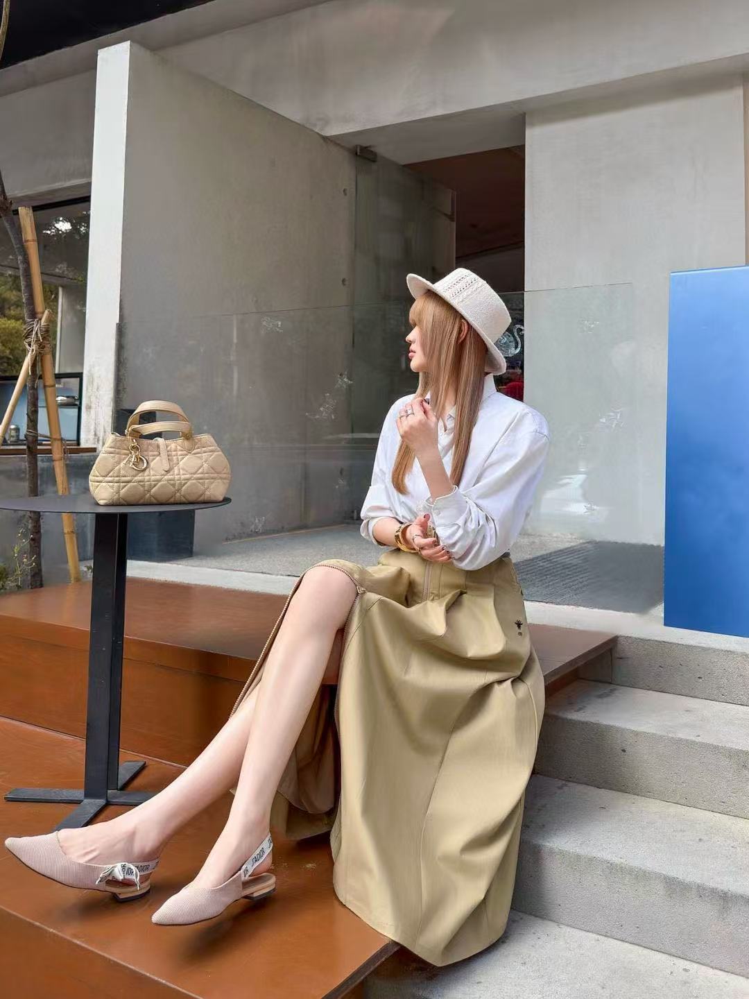 DIOR エラスティックウエスト ミディスカート【50％割引+送料無料】