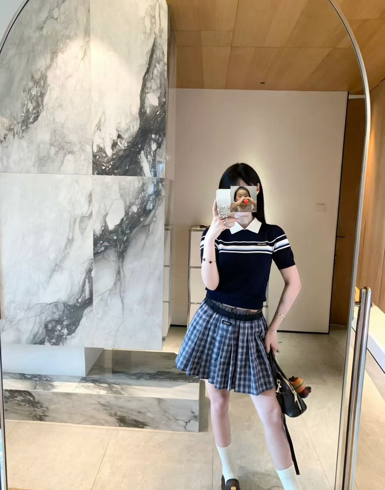 M1UM1U 襟付きウール半袖セーター【50％割引+送料無料】