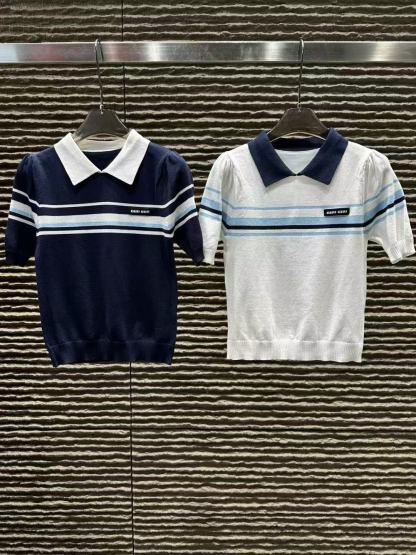 M1UM1U 襟付きウール半袖セーター【50％割引+送料無料】