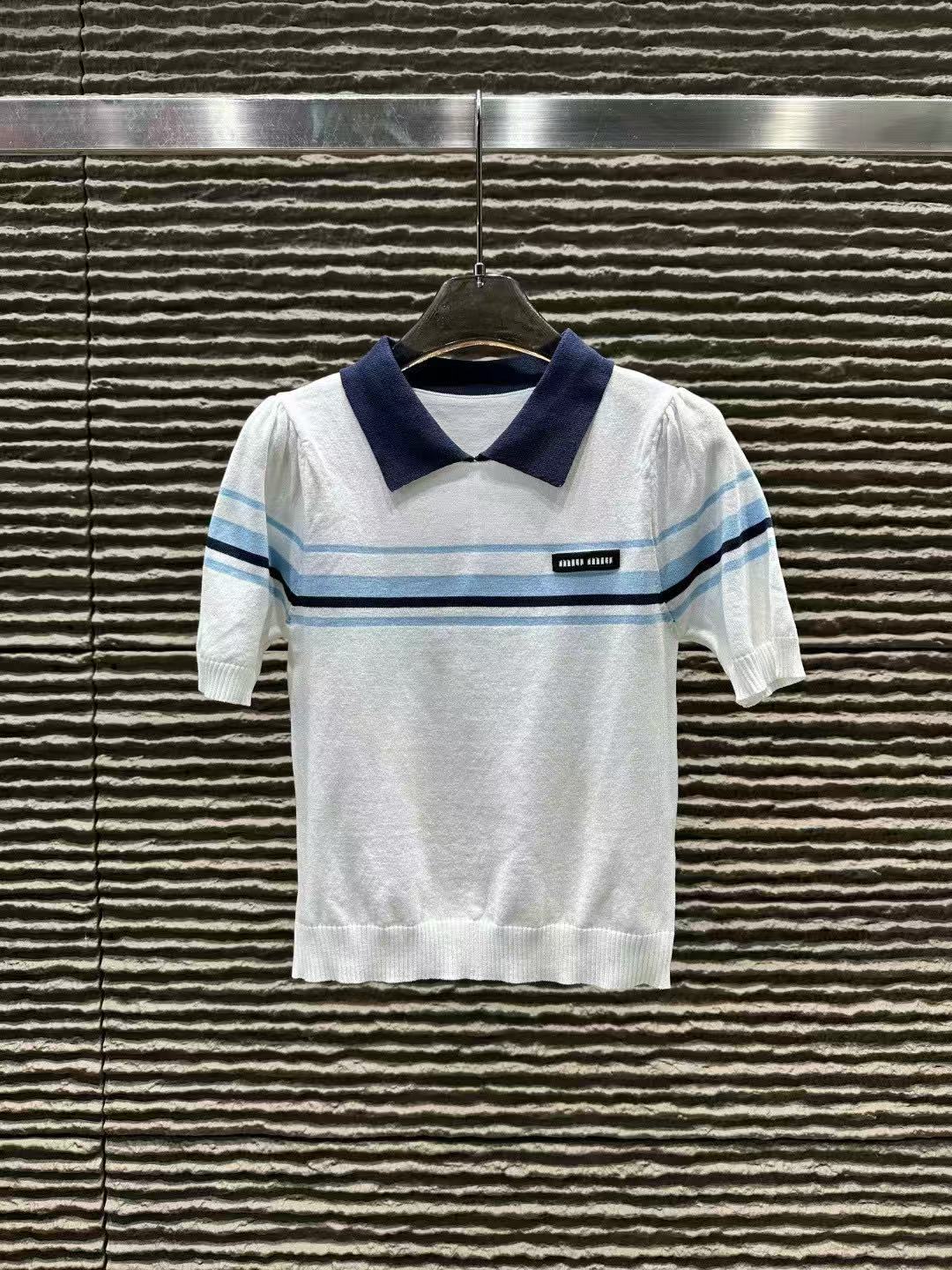 M1UM1U 襟付きウール半袖セーター【50％割引+送料無料】