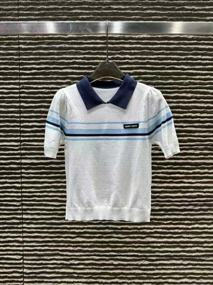 M1UM1U 襟付きウール半袖セーター【50％割引+送料無料】