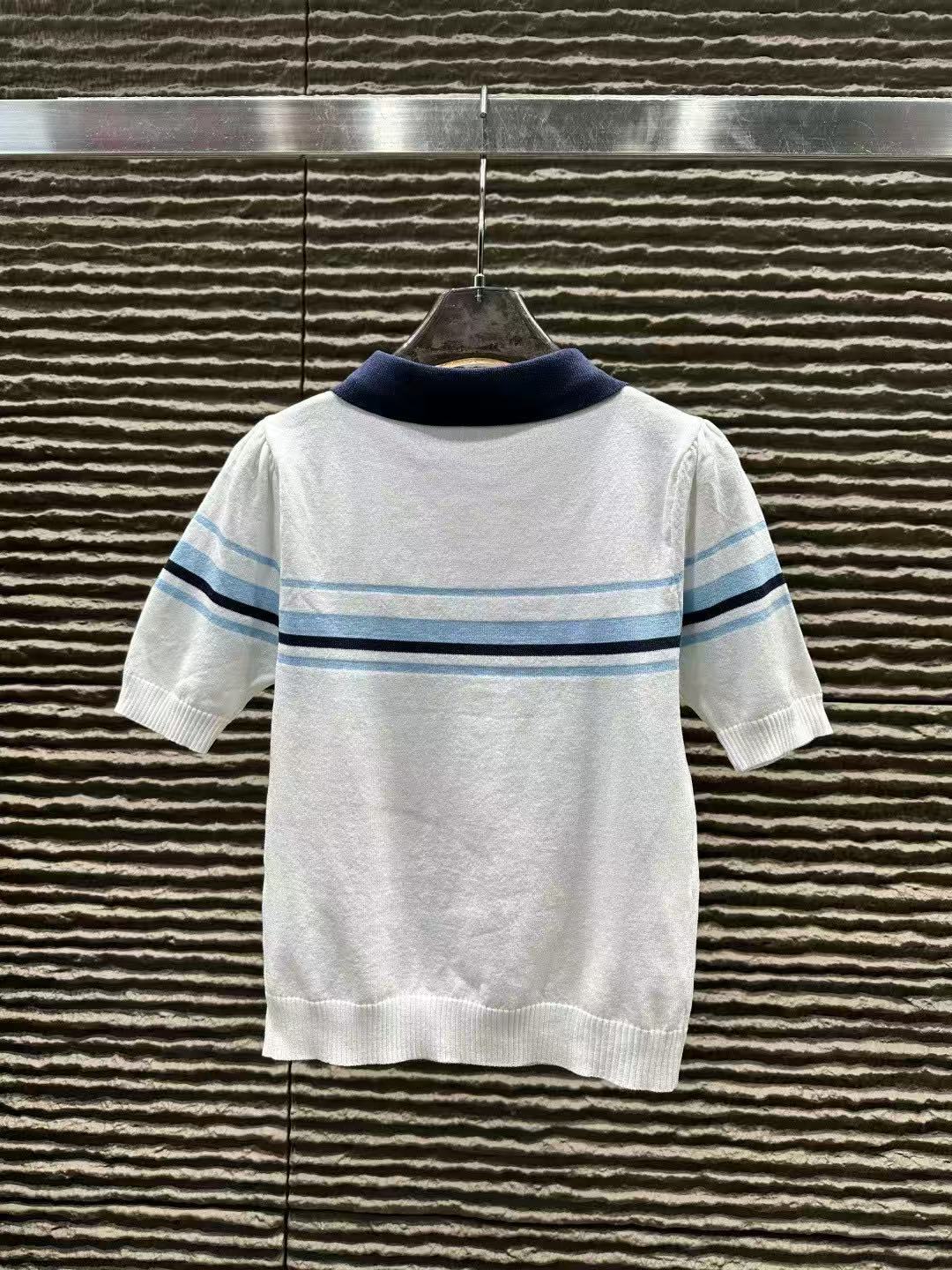 M1UM1U 襟付きウール半袖セーター【50％割引+送料無料】