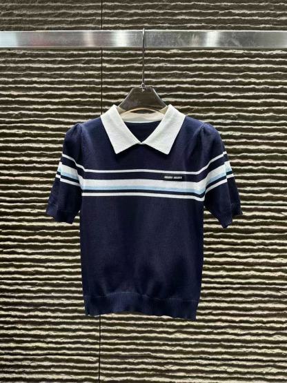 M1UM1U 襟付きウール半袖セーター【50％割引+送料無料】