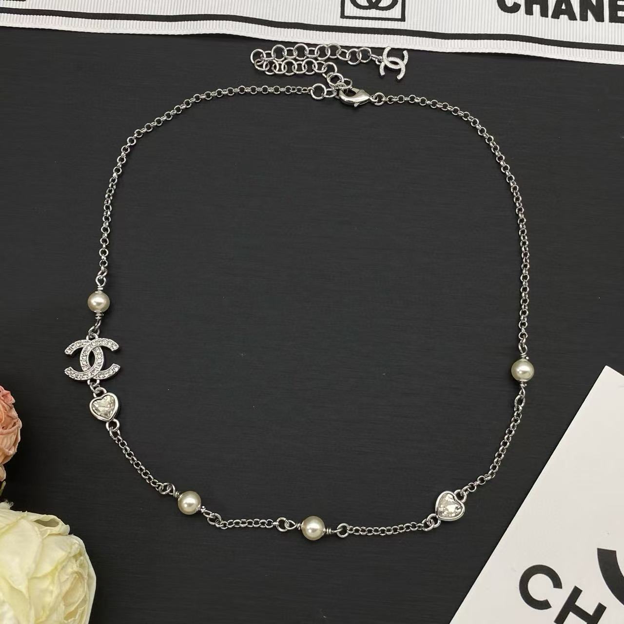 CHANE1 ハート ダブルC パールネックレス【50％割引+送料無料】