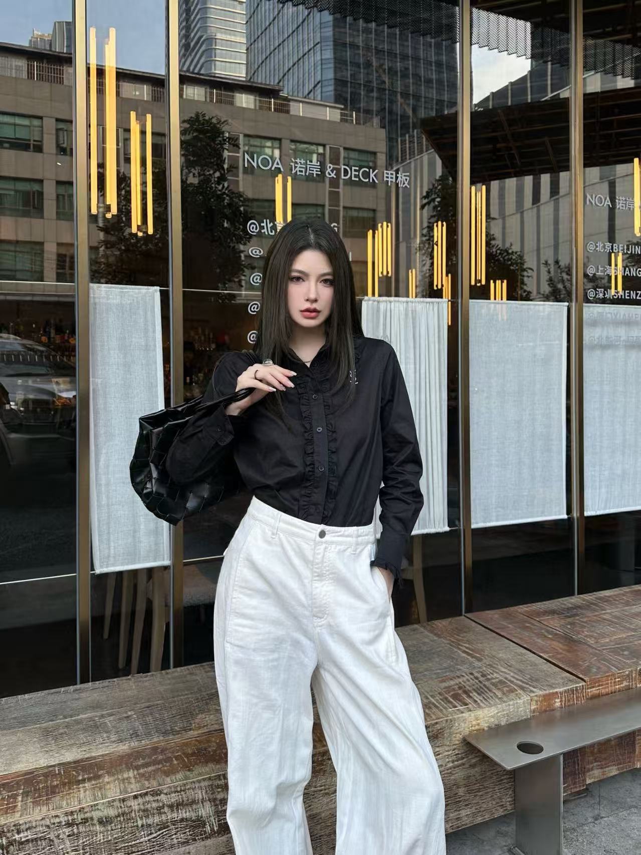 YSL フリル刺繍ロゴシャツ【50％割引+送料無料】