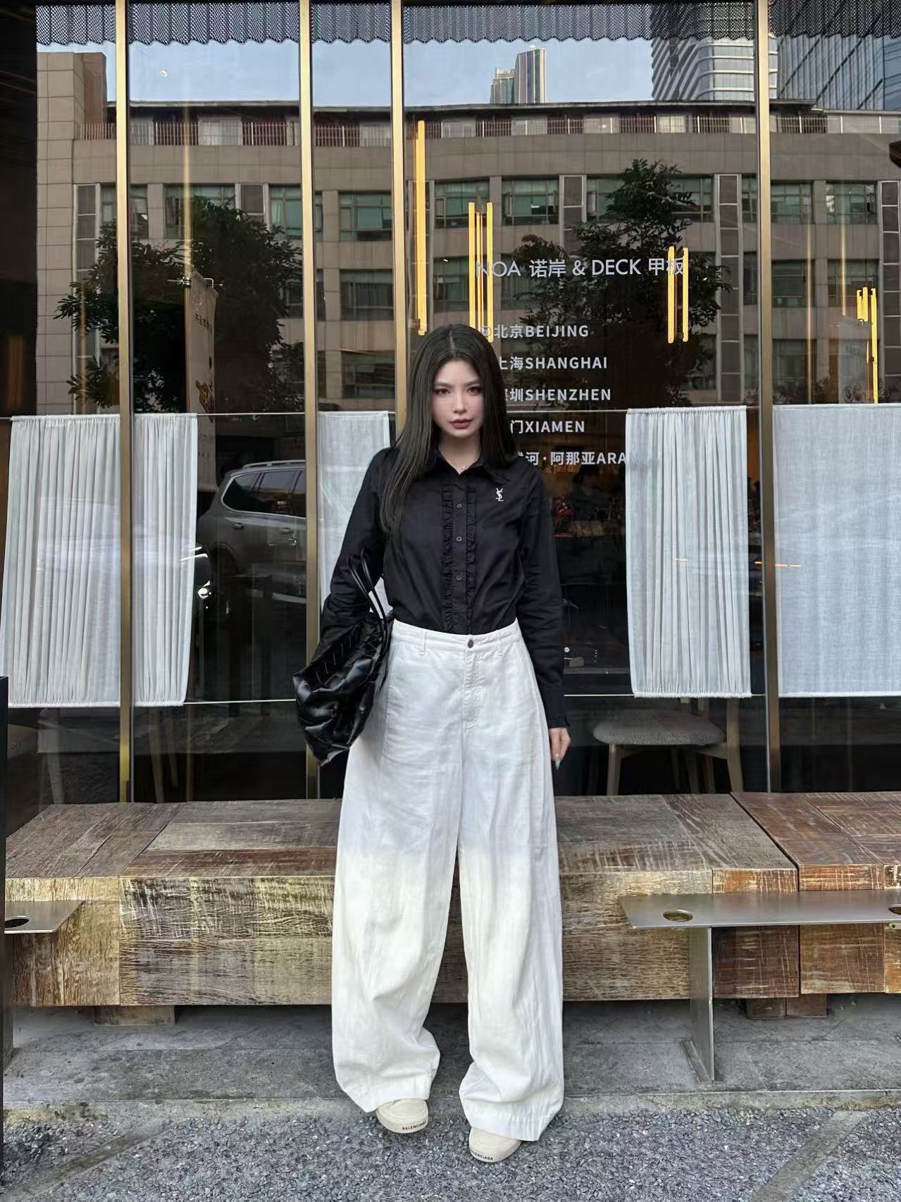 YSL フリル刺繍ロゴシャツ【50％割引+送料無料】