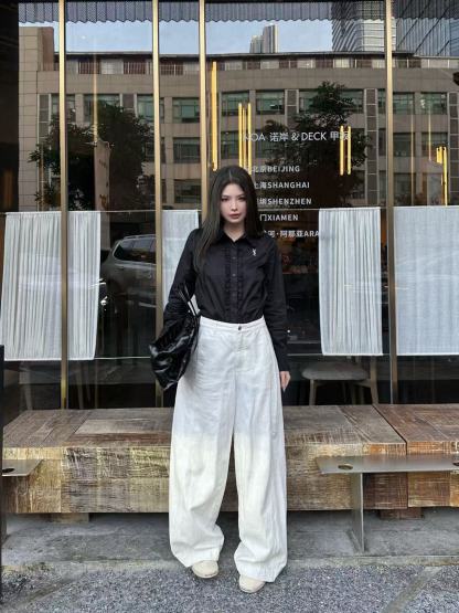 YSL フリル刺繍ロゴシャツ【50％割引+送料無料】