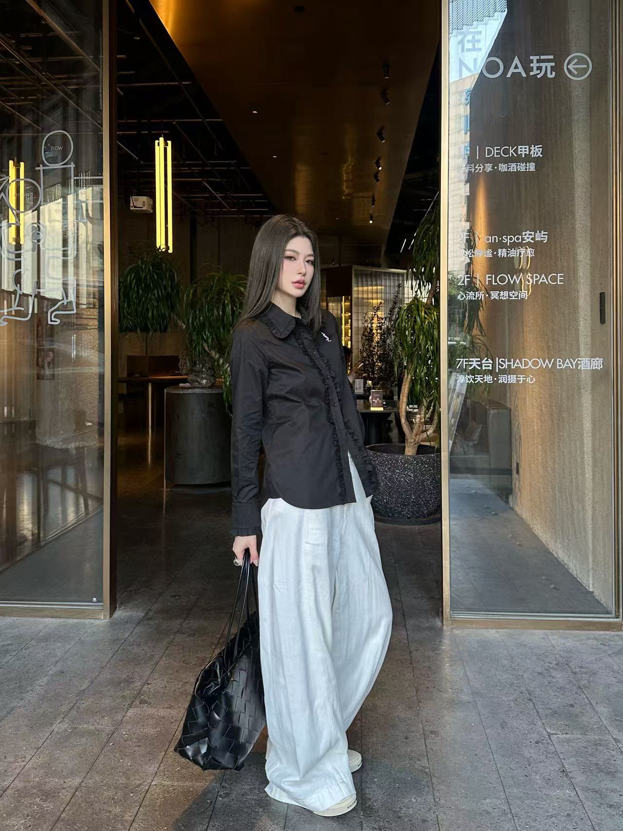 YSL フリル刺繍ロゴシャツ【50％割引+送料無料】