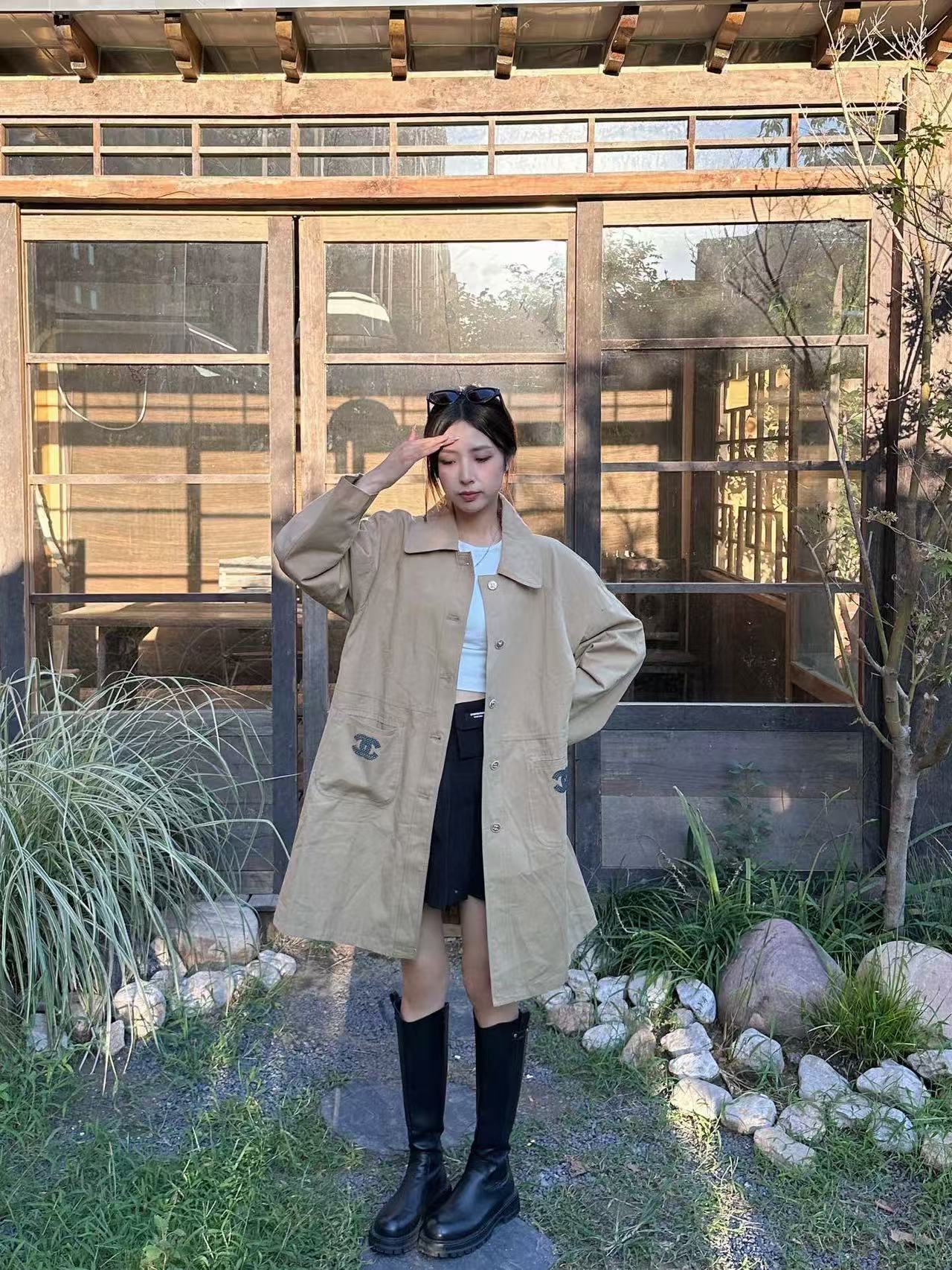 CHANE1 ダブルC 2ポケットトレンチコート【50％割引+送料無料】