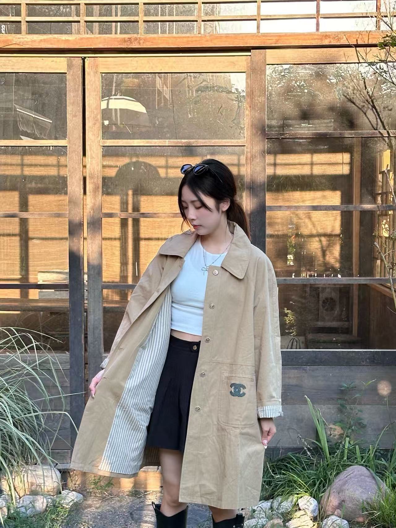 CHANE1 ダブルC 2ポケットトレンチコート【50％割引+送料無料】