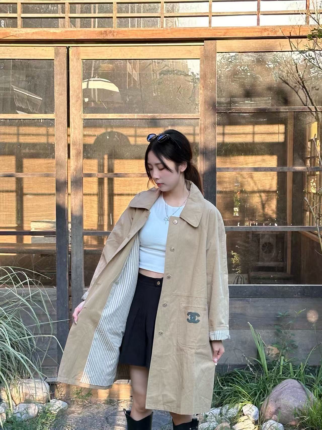 CHANE1 ダブルC 2ポケットトレンチコート【50％割引+送料無料】