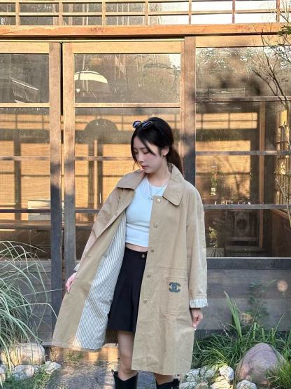 CHANE1 ダブルC 2ポケットトレンチコート【50％割引+送料無料】