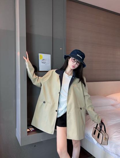 M1UM1U シンプルレタートレンチコート ロングコート【50％割引+送料無料】