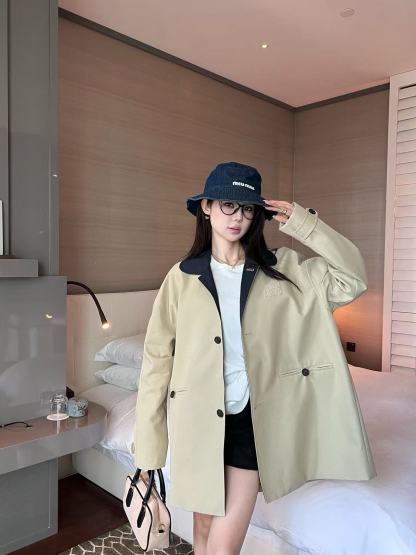 M1UM1U シンプルレタートレンチコート ロングコート【50％割引+送料無料】