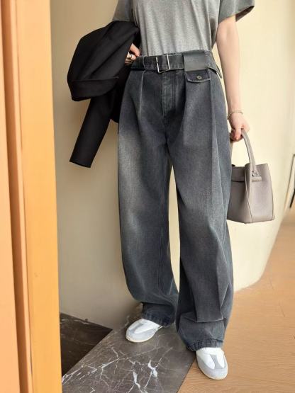 L0WEW シンプルベルトジーンズ【50％割引+送料無料】