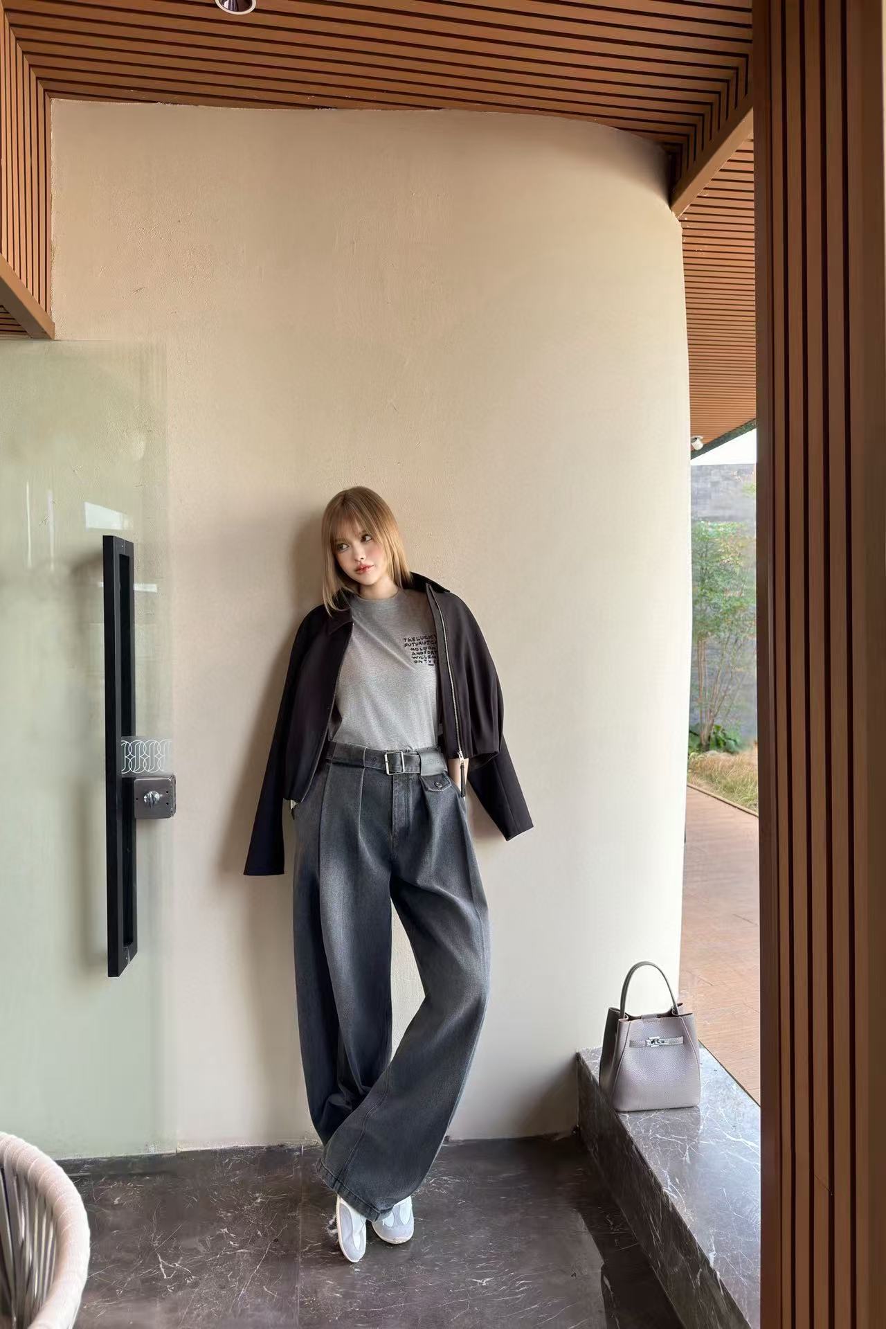 L0WEW シンプルベルトジーンズ【50％割引+送料無料】