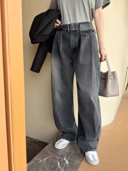 L0WEW シンプルベルトジーンズ【50％割引+送料無料】