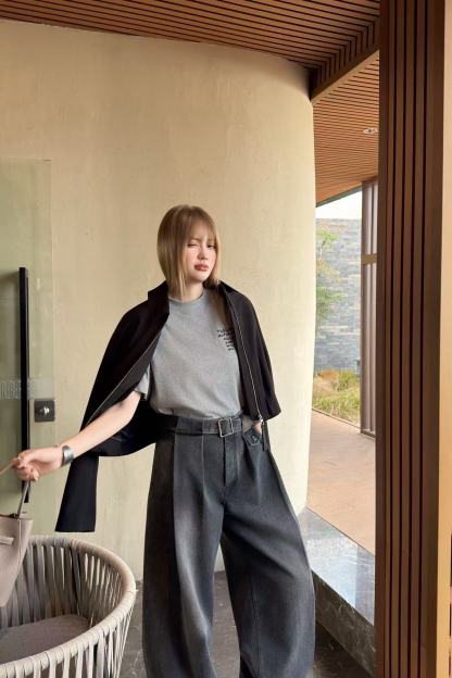 L0WEW シンプルベルトジーンズ【50％割引+送料無料】