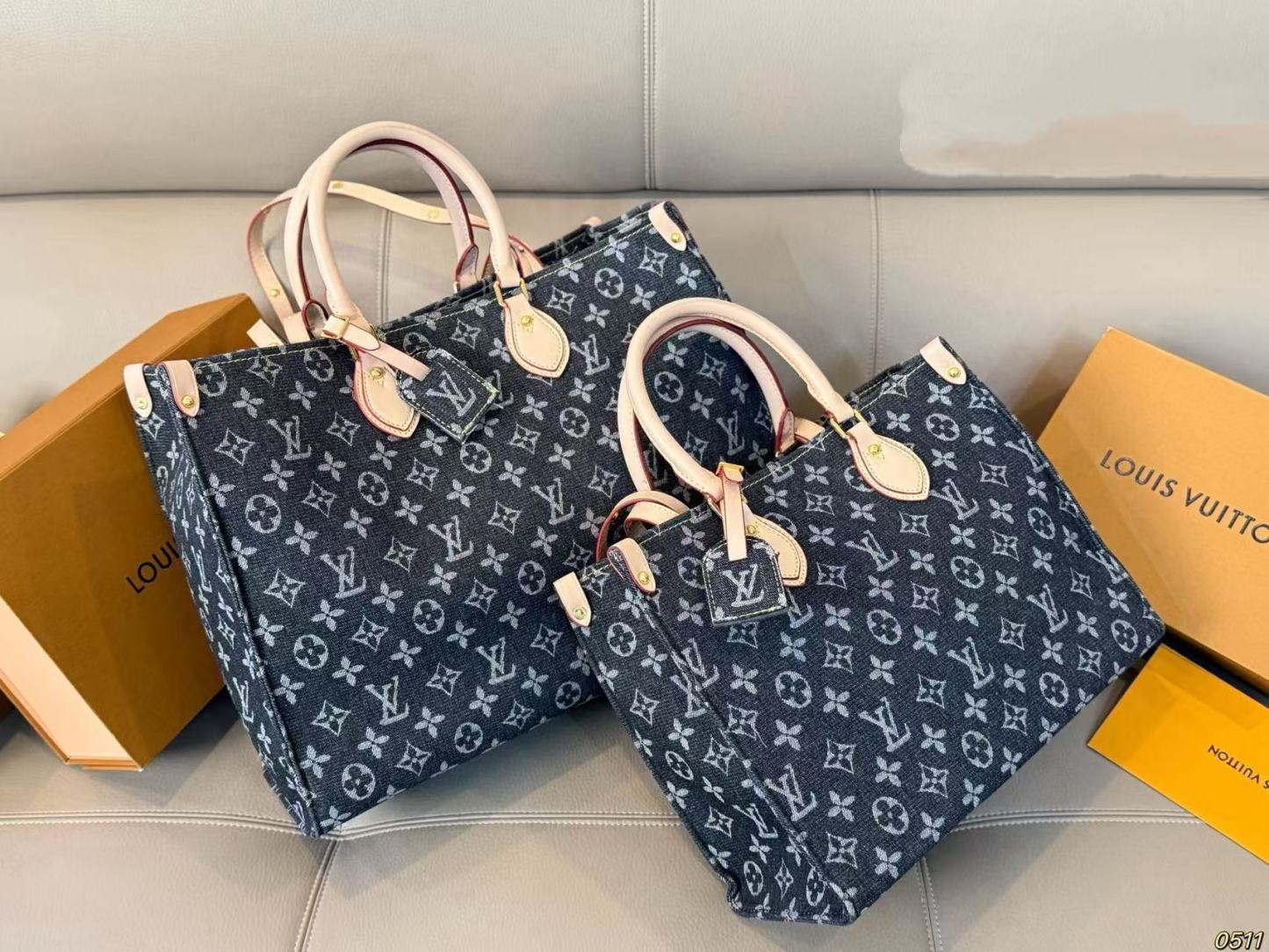 LVデニムプリントトートバッグ【50％割引+送料無料】