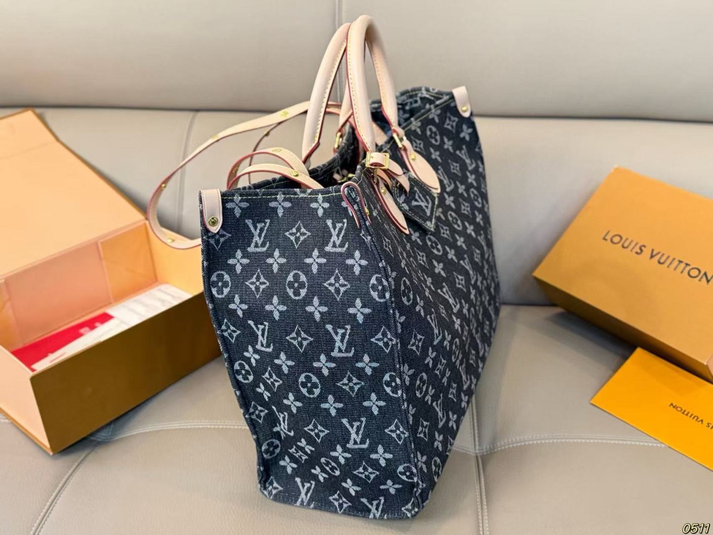 LVデニムプリントトートバッグ【50％割引+送料無料】