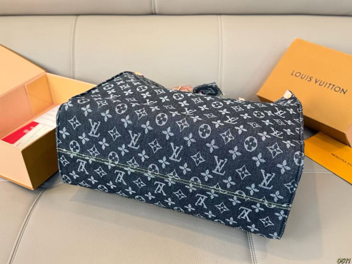 LVデニムプリントトートバッグ【50％割引+送料無料】